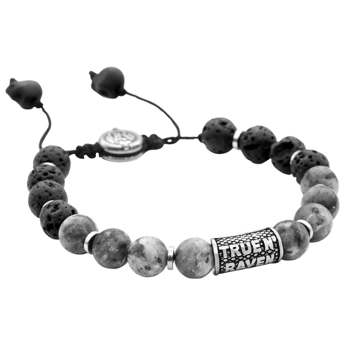 Bead Bracelet Black & Grey Beaded Pull-String Bracelet 