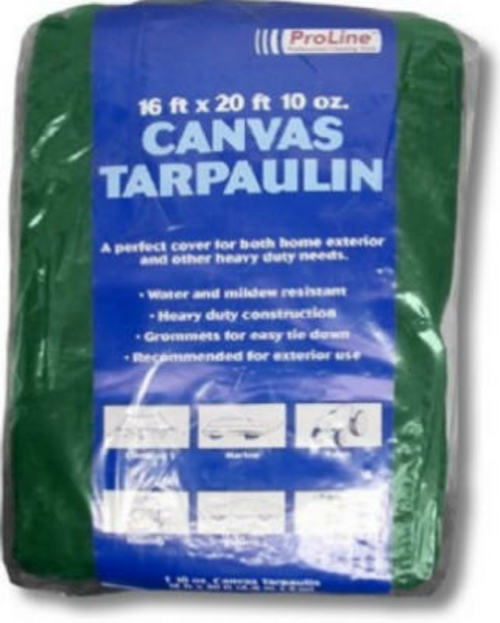 Intex Supply K-CT1216G 12 x 16 ft. 10 oz. Canvas Tarp, Hunter Gree