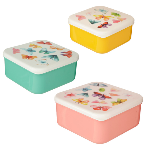 Butterfly House Set of 3 Reusable BPA Free Plastic Lunch Boxes