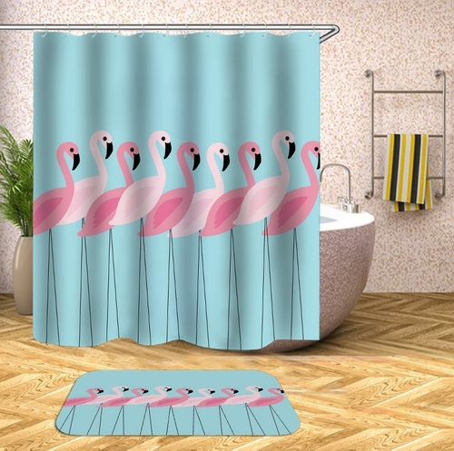 Simple Flamingo Row Shower Curtain