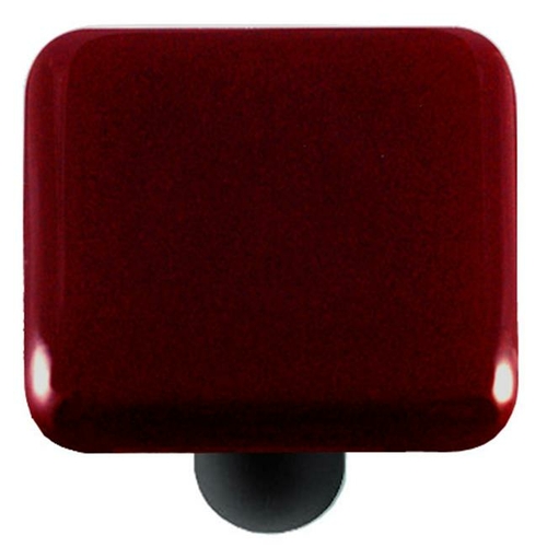 Hot Knobs HK1005-KB Garnet Red Square Glass Cabinet Knob - Black Post