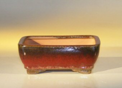 Parisian Red Ceramic Bonsai Pot - Rectangle 6.125" x 5.0" x 2.125"