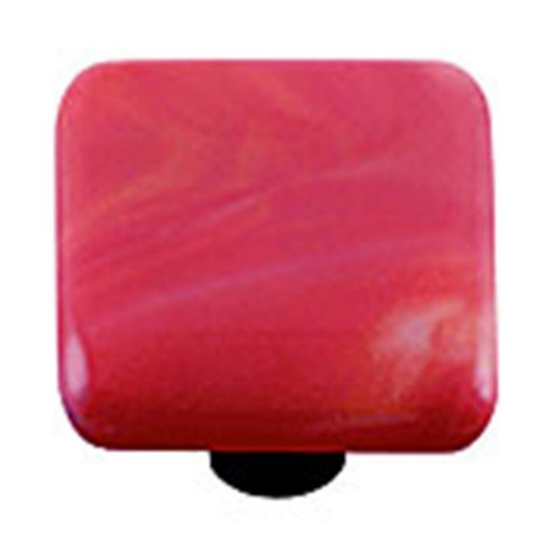 Hot Knobs HK2002-KA Swirl Red White Square Glass Cabinet Knob - Alumin