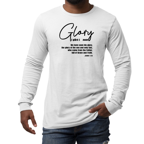 Mens Long Sleeve Graphic T-shirt Glory - Christian Inspiration - Black