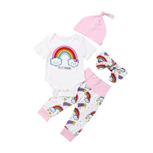 Newborn 4Pcs Baby Girl Boy Clothes Sets