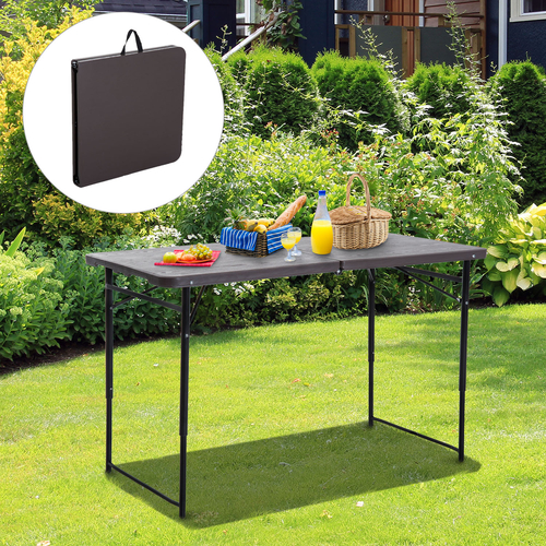 Outsunny 4ft Outdoor Folding Camping Table Height Adjustable Garden