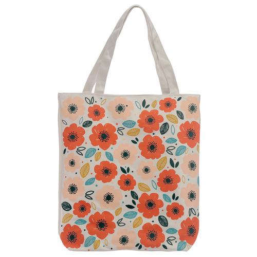 Handy Cotton Zip Up Shopping Bag - Poppy Fields
