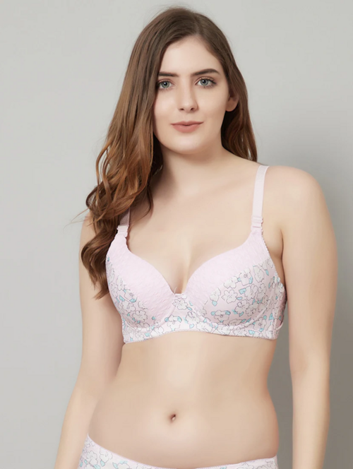 Pink Printed T-Shirt Bra(Size36)(Colorpink)