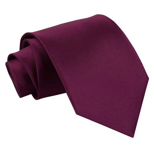 Plain Satin Extra Long Tie - Plum