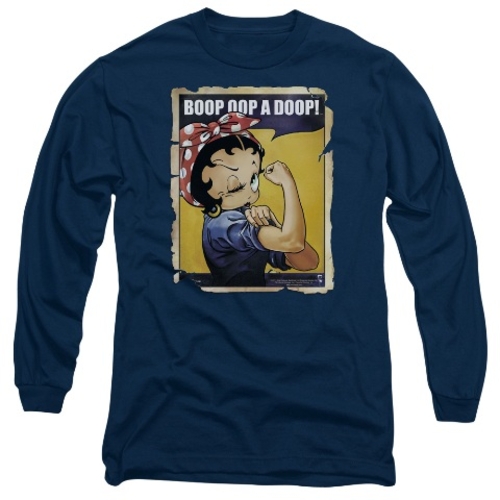 Trevco Boop-Power - Long Sleeve Adult 18-1 Tee - Navy, Extra Large