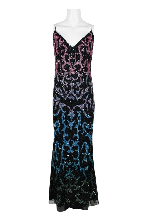 Adrianna Papell Spaghetti Strap V-Neck Bodycon Embellished Zipper Back