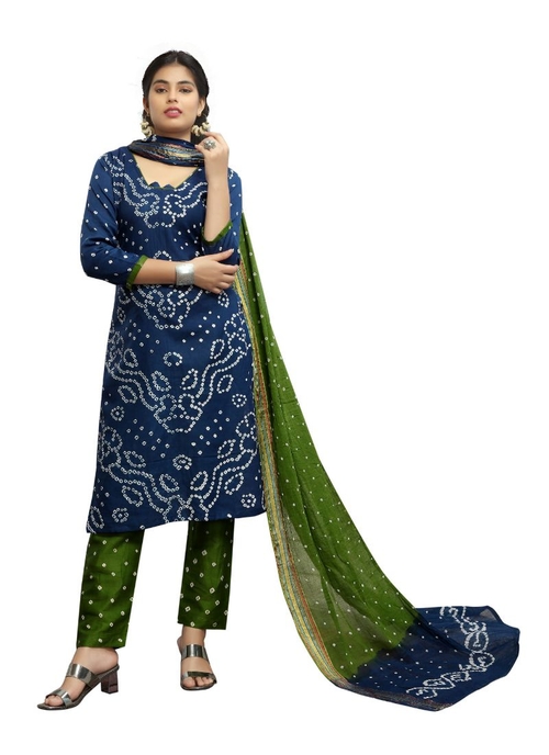 Generic Women's Satin Cotton Salwar Material (Navy