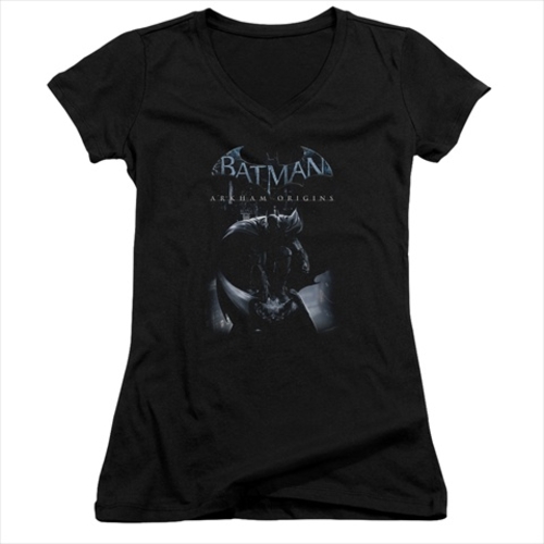Batman Arkham Origins-Perched Cat - Junior Tee, Black - 2X
