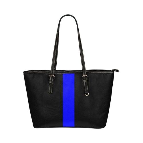 Large Leather Tote Shoulder Bag - Black and Blue B6008408