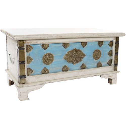 Chest DKD Home Decor White Brass Mango wood (90 x 40 x 45 cm)