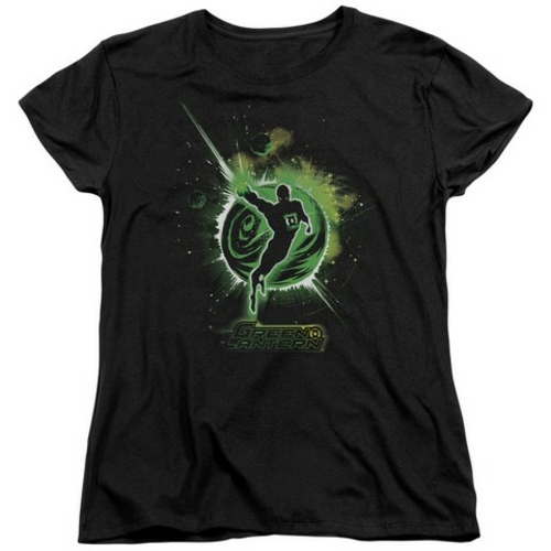 Trevco Green Lantern-Shadow Lantern Short Sleeve Womens Tee, Black