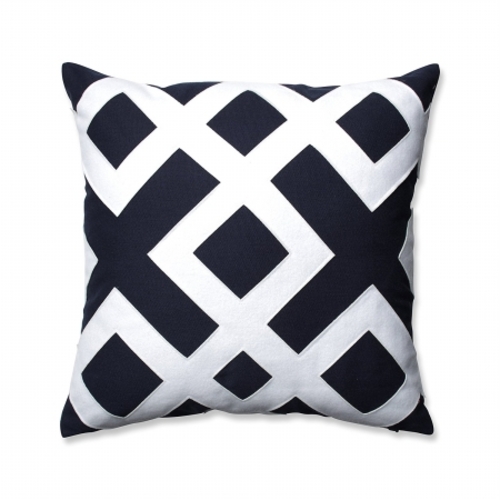 Pillow Perfect 608358 16.5 in. Caroline Navy & White Throw Pillow,