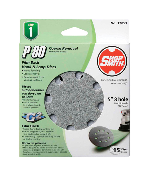 Ali Industries 2364693 5 in. Film Back Hook & Loop Sandpaper Disc - 80