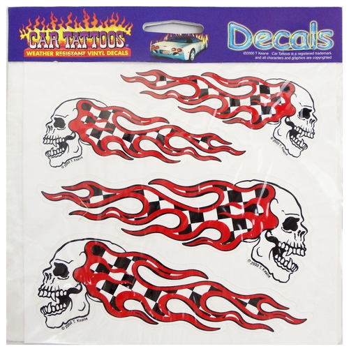 Barjan 04516401 Car Tattoos Racing Skulls Weather Resistant Vinyl Deca