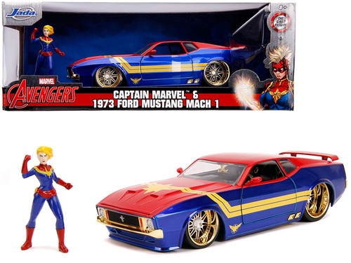 1973 Ford Mustang Mach 1 with Captain Marvel Diecast Figurine