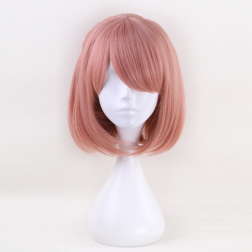 Main 35cm Short Pink Wig Cosplay Costume Ponytail image