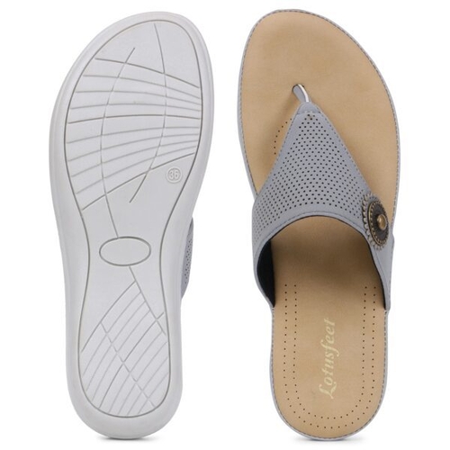 TPR Sole Stitched Style Flar Pink Laser cut dot-GREY