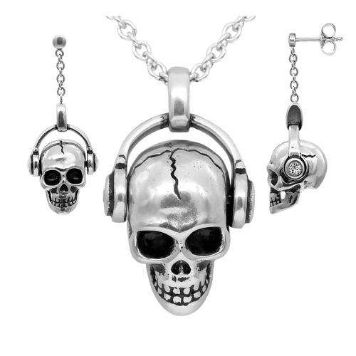 Rock ‚ÄôN‚Äô Skull Necklace & Earrings Set