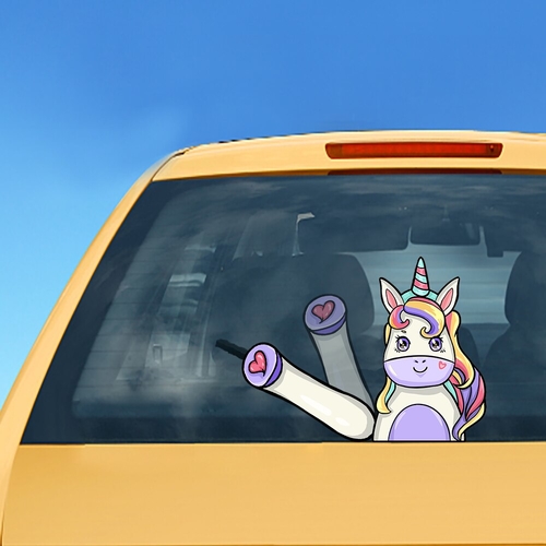 Rylybons Unicorn Waving Wiper Decals PVC Car