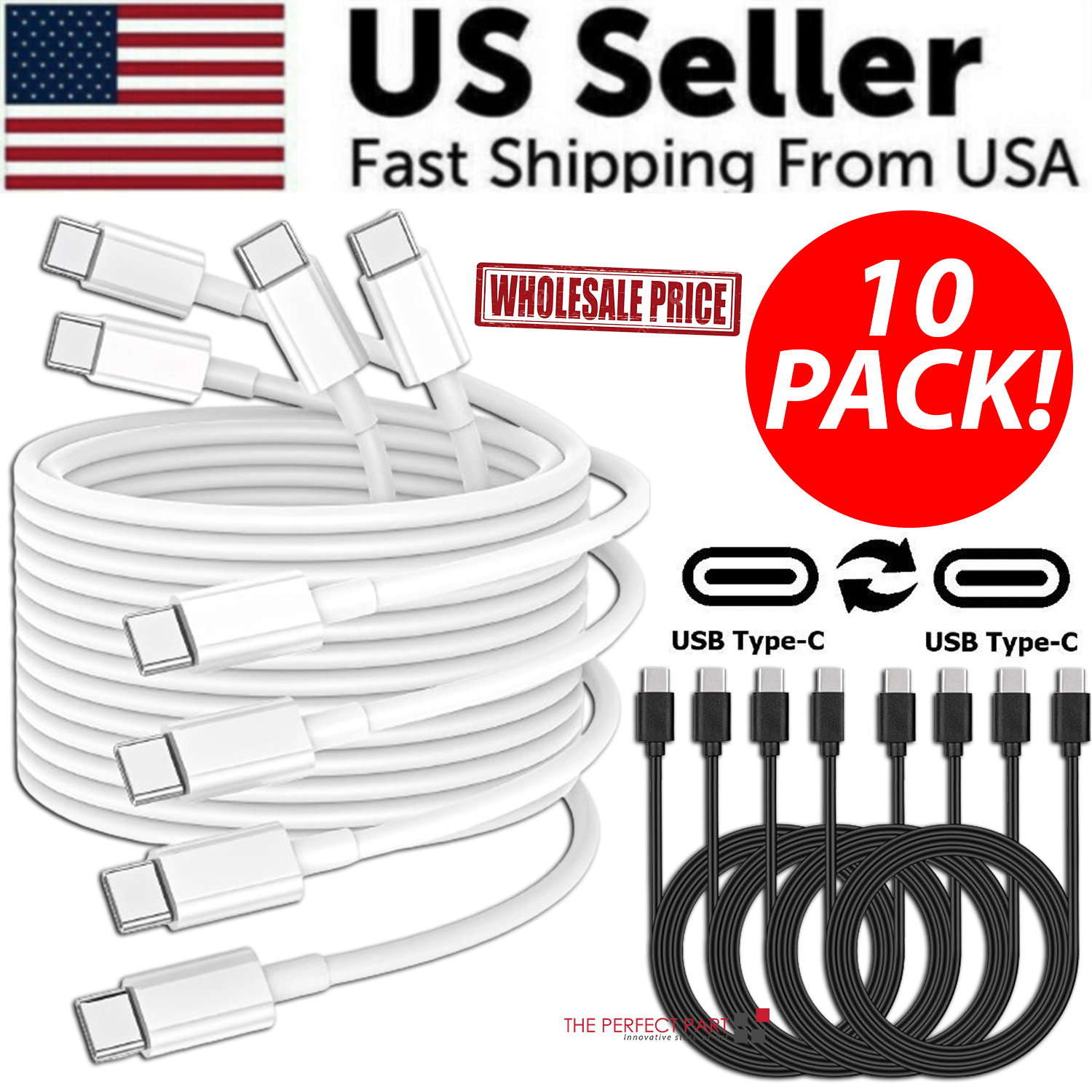 10 PACK For Samsung USB-C to USB-C Fast Charge Cable Charging Cord - Photo 21 sur 22