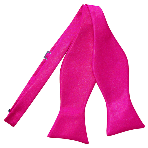 Plain Satin Self-Tie Bow Tie - Hot Pink