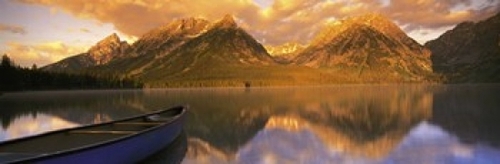 Panoramic Images PPI63335L Canoe Leigh Lake Grand Teton National Park 