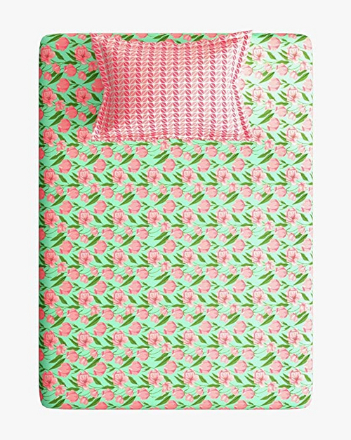 Portico New York Marvella Printed Cotton 144 TC Single Bedsheet 