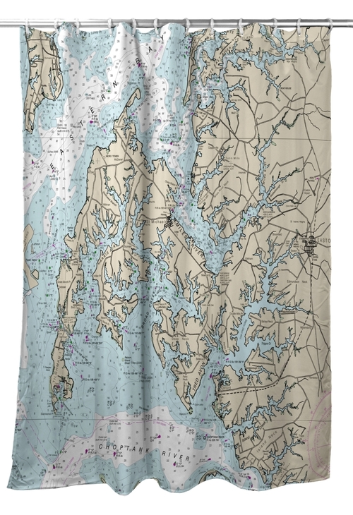 Betsy Drake SH12263EA Easton, MD Nautical Map Shower Curtain - 70 