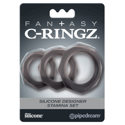 Pipedream Fantasy C-Ringz Silicone Designer Stamina 3-Piece Cockring