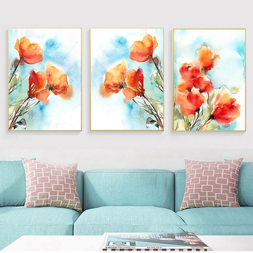 Orange Flowers  Prints Watercolor Painting