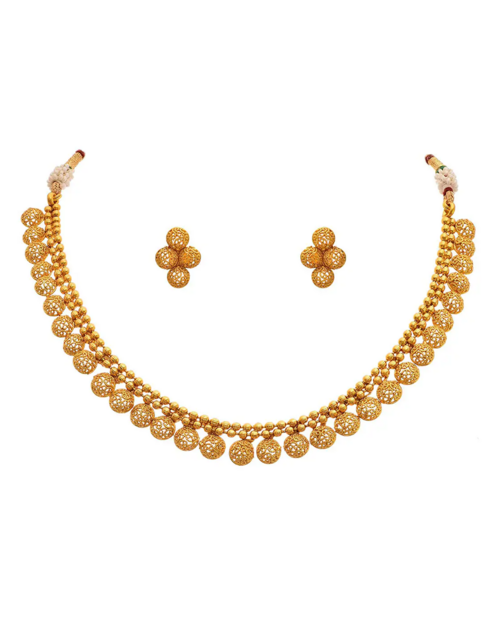 Artificial Stylish Gold Round Designs Brass Premium Jewellery Set