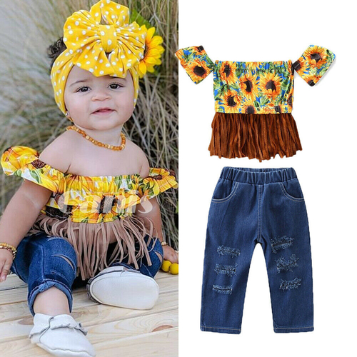 2 7Y Cute Toddler Baby Girl Clothes Sets Off
