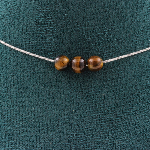 Tiger Eye 6 mm 3 beads necklace. 