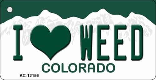 Smart Blonde KC-12156 1.5 x 3 in. I Love Weed Colorado Novelty Metal K