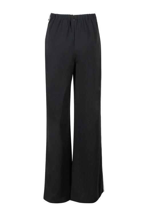 Adrianna Papell Mid Waist Embellished Side Zipper Back Crepe Pants