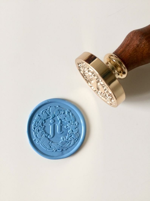 Wreath Wedding Wax Seal Stamp with initials