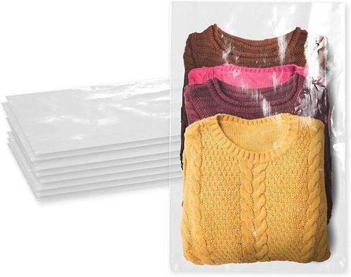 Pack of 250 Flat Poly Bags 18 x 36. X-Large Jumbo Clear Bags 18x36.