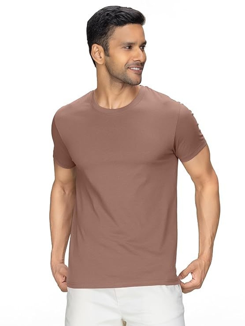 Mens Cotton Solid Regular Fit Round Neck Half Sleeves T-Shirt