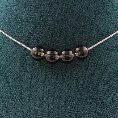 Smoky Quartz 8 mm 4 beads necklace.