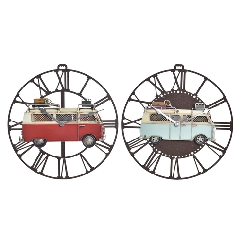 Wall Clock DKD Home Decor Van 34 x 3,5 x 32,5 cm Red Metal Celeste