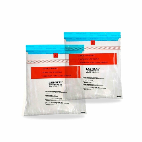 Pack of 1000 Tamper-Evident Specimen Bags, Clear 10 x 10. Printed