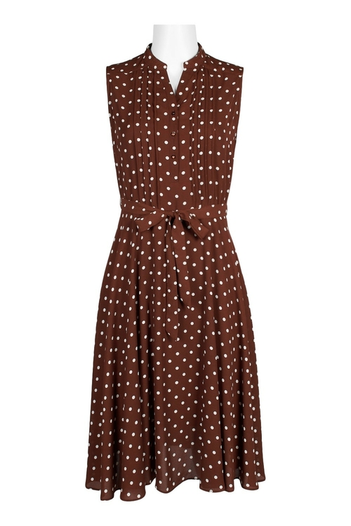 Nanette Nanette Lepore High Neck Sleeveless Button Tie Waist Polka Dot