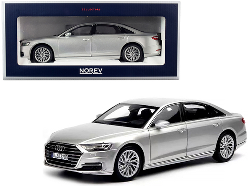 2018 Audi A8 L Silver Metallic 1/18 Diecast Model Car by Norev