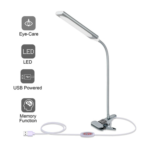 5W LED Clip on Desk Lamp with 3 Modes 1.5M Cable Dimmer 11 Levels