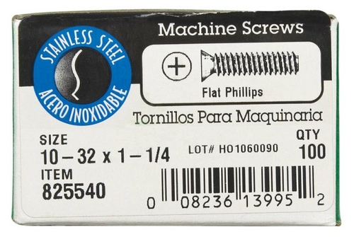 Hillman 825540 10-32 x 1.25 in. Machine Screw  Flat Head  Phillips